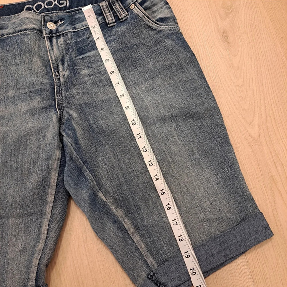 COOGI Medium Wash Bejeweled American Flag Embroidered Y2K Denim Shorts Size 16W - Picture 7 of 10